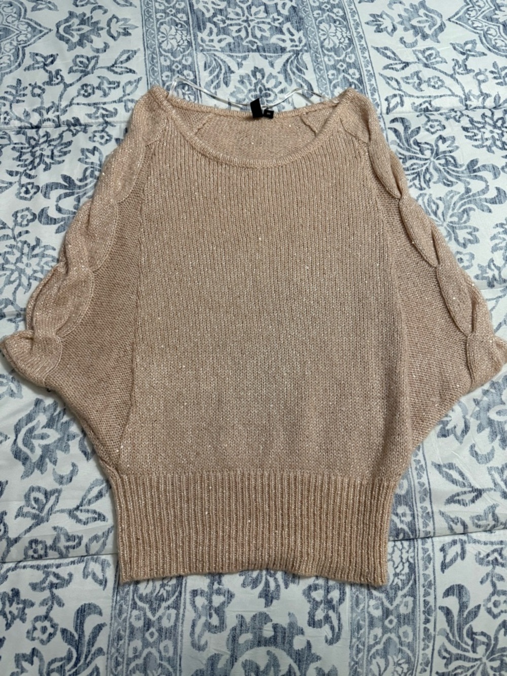 Vero Moda Sparkle Pink Champagne Short-Sleeve Knit Sweater